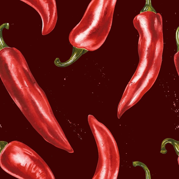 Rote scharfe Chilischote ganze Schoten Set handgezeichnete Aquarellillustration isoliert auf weißem Hintergrund