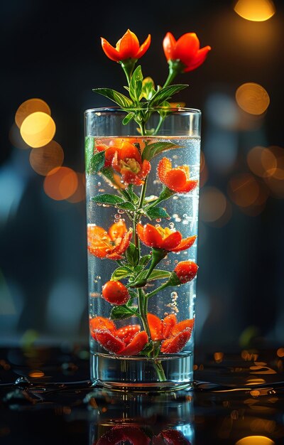 Rote scharfe Paprika in einem Glas Wasser