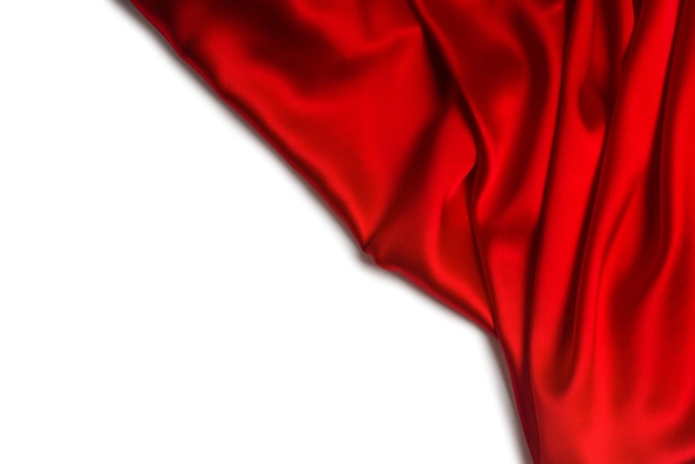 Rote Seide oder Satin-Luxusgewebestruktur kann als abstrakter Hintergrund verwendet werden. Ansicht von oben.