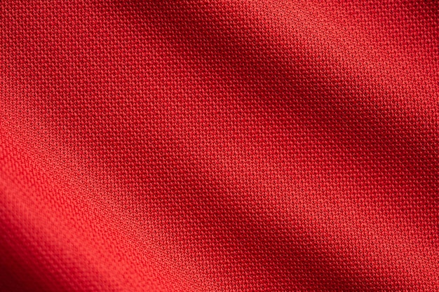 Rote Sportbekleidung Stoff Fußball Trikot Textur Nahaufnahme