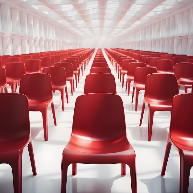 Foto rote stühle in einer reihe in einem konferenzsaal ai generated