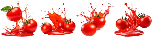 Rote Tomaten in Soße auf weißem Hintergrund
