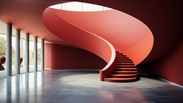 Rote Treppe mit roter Spirale