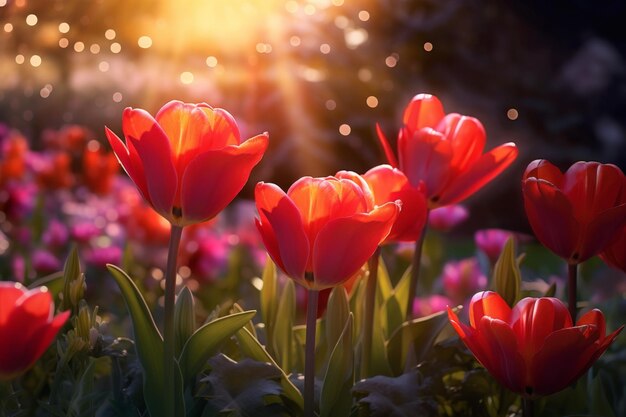 Rote Tulpen aus der Nähe