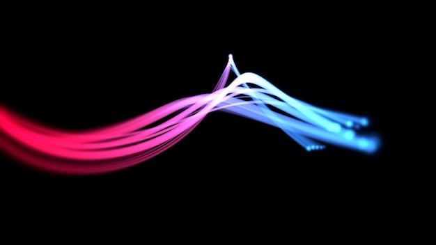 Rote und blaue Linien der Bewegung, abstrakter Hintergrund. Eleganter dynamischer Neon-Stil, 3D-Illustration