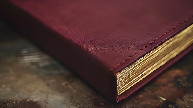 Rote und burgundische Lederbücher mit goldenen Akzenten, um ein Gefühl von Luxusqualität und klassischem Design in einer Vintage-Umgebung mit Schwerpunkt auf