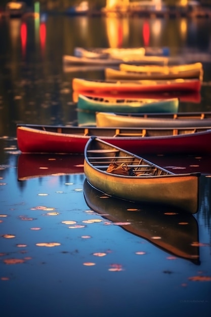 Foto rote und gelbe boote generative ki