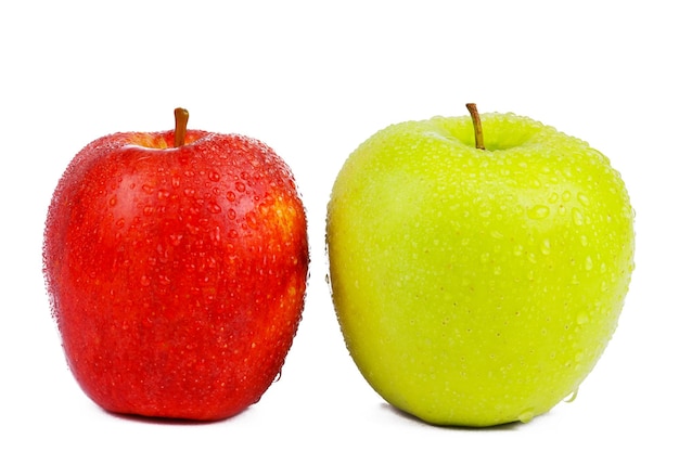 Foto rote und grüne äpfel auf weißem hintergrund isolierter apfel grüne und rote früchte close up