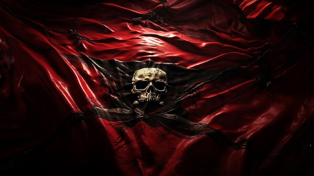 Rote und schwarze Piratenflagge