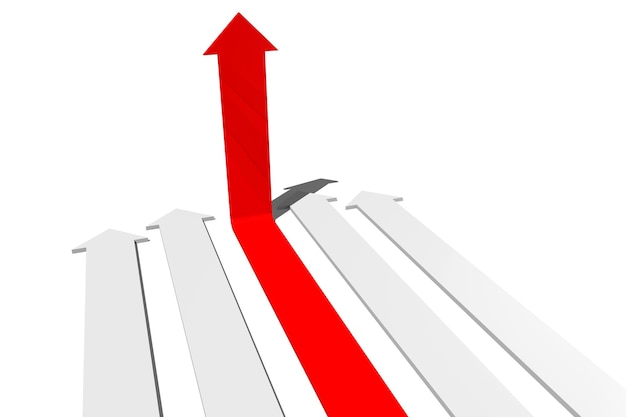 Rote und weiße Pfeile Erfolgskonzept 3D-Darstellung