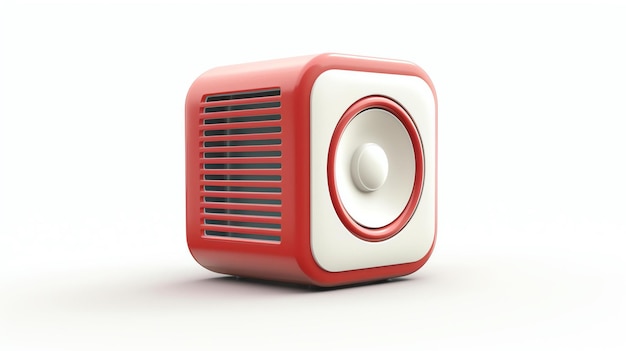 Rote und weiße Retro-Stil-Lautsprecher 3D-Illustration