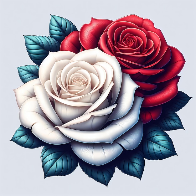 Rote und weiße Rose png