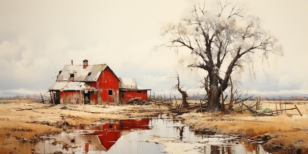 Foto rote und weiße scheune gebäude landschaft landschaft natur im freien wiese farm szene hintergrundansicht