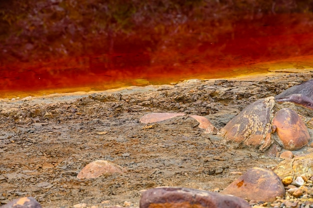 Rote Wassereflexionen bei Rio Tinto