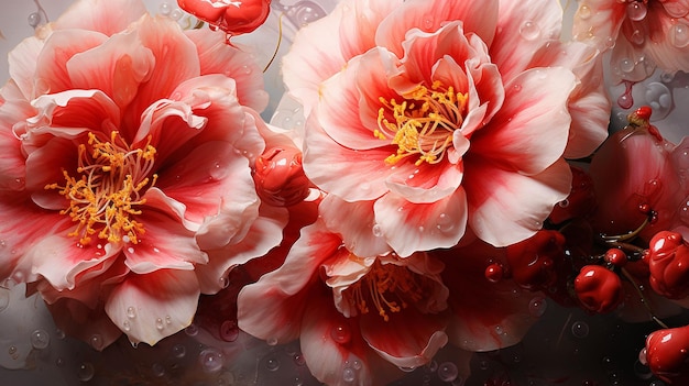 Rote weiße Blumen Blumen Schönheit Hochauflösende Fotografie kreative Tapete