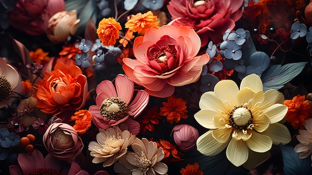 rote, weiße, orangefarbene Blume in naher Nähe, Makro in einem wunderschönen Wald mit Gras