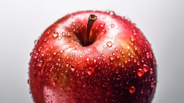 roter Apfel in Wassertropfen isoliert