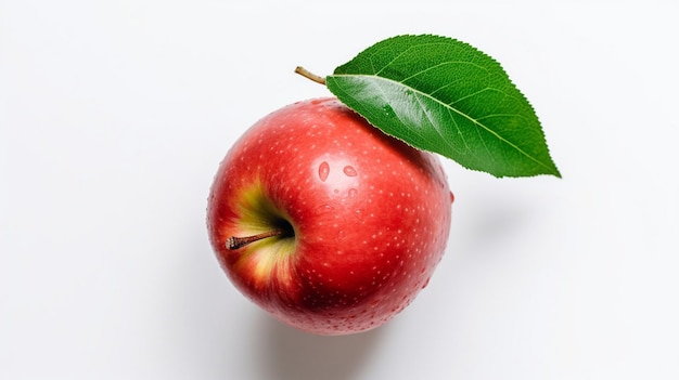 Roter Apfel mit grünem Blatt isoliert