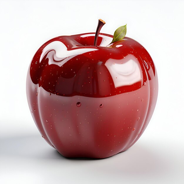 Roter Apfel mit Wassertropfen auf weißem Hintergrund 3D-Illustration