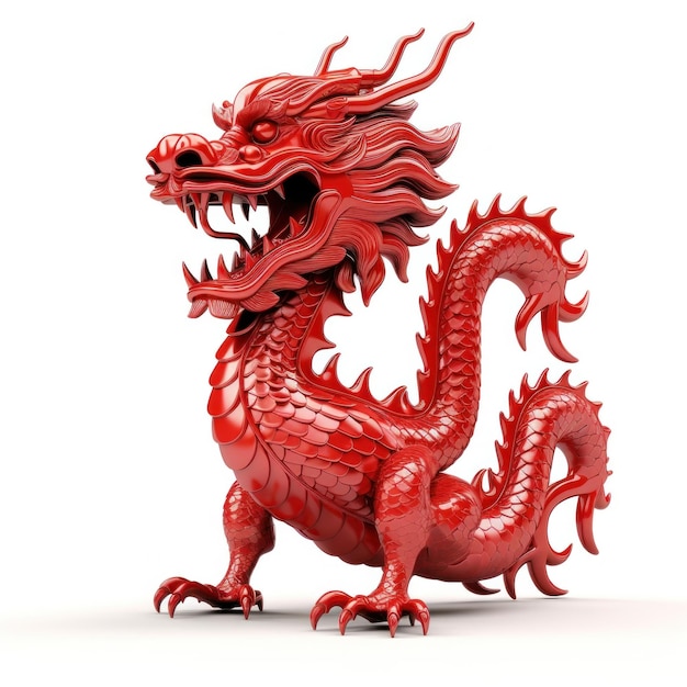 Roter chinesischer Drache isoliert.