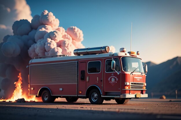 Roter Feuerwehrwagen Feuerverhütungskontrolle Katastrophe Spezialfahrzeug Tapeten Hintergrundillustration