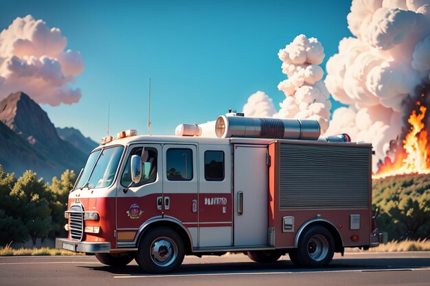 Roter Feuerwehrwagen Feuerverhütungskontrolle Katastrophe Spezialfahrzeug Tapeten Hintergrundillustration