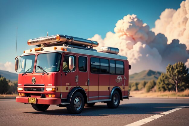 Roter Feuerwehrwagen Feuerverhütungskontrolle Katastrophe Spezialfahrzeug Tapeten Hintergrundillustration