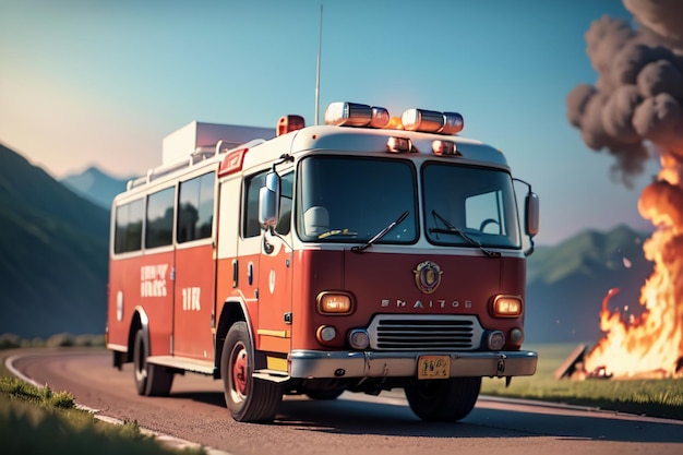 Roter Feuerwehrwagen Feuerverhütungskontrolle Katastrophe Spezialfahrzeug Tapeten Hintergrundillustration