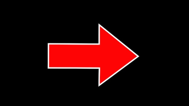 Roter flacher Pfeil auf schwarzem Hintergrund Abstrakte Richtpfeil-Animation