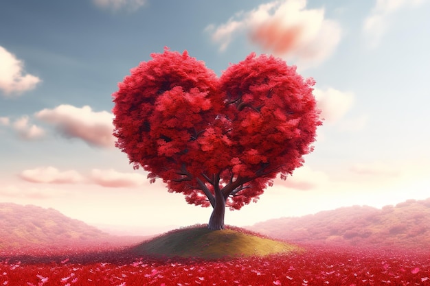 Roter herzförmiger Baum zum Valentinstag