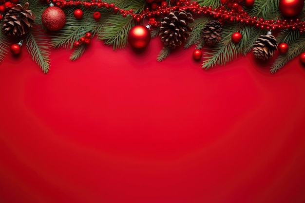 Roter Hintergrund für Weihnachten oder Neujahr mit Tannendekor