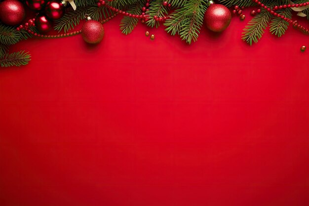 Roter Hintergrund für Weihnachten oder Neujahr mit Tannendekor