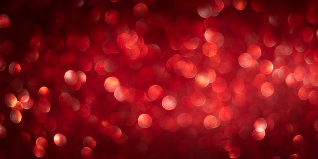 Roter horizontaler Hintergrund mit leuchtendem Bokeh. Weihnachtsbanner.