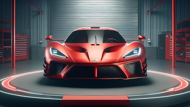 roter Hypercar in der Luxusgarage