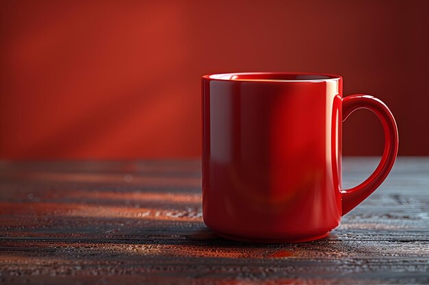 Roter Kaffeekopfe auf einem Holztisch