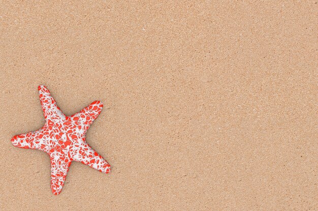 Roter karibischer Starfish auf einem Sandhintergrund. 3D-Rendering