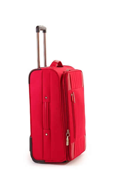 Roter Koffer lokalisiert auf einem Weiß