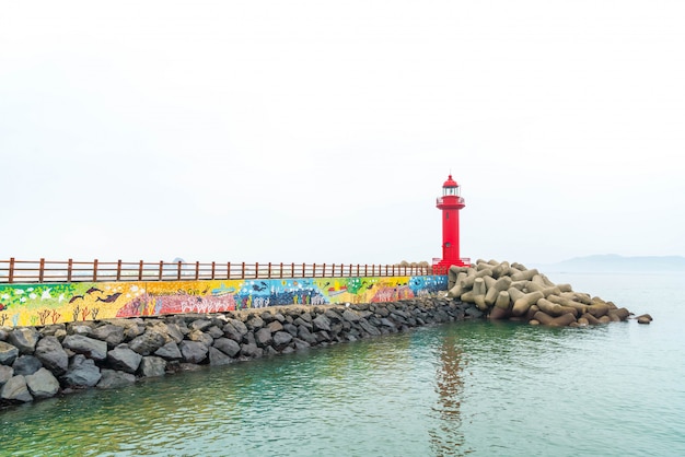 roter Leuchtturm in Jeju Island