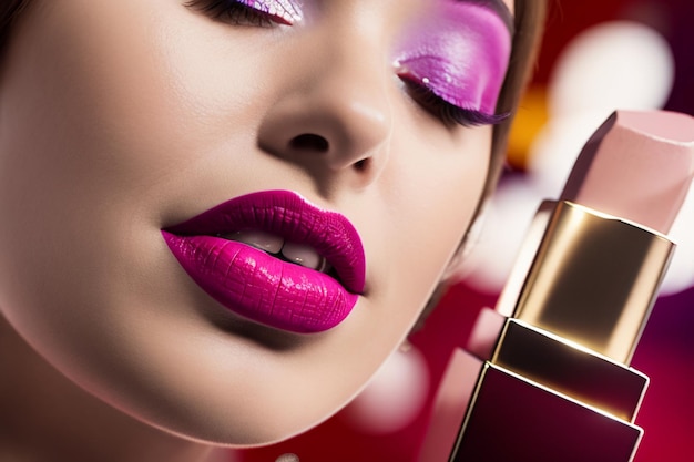 Roter Lippenstift 3D-Rendering Nahaufnahme Werbung Werbung Bild women039s Kosmetik Lippenstik