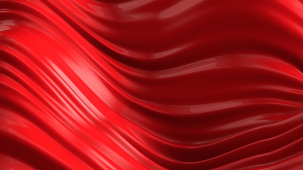 Roter Luxushintergrund mit fliegendem Stoff. 3D-Rendering.