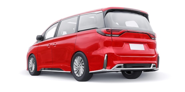 Roter Minivan Familienstadtauto Premium Business Car 3D-Darstellung