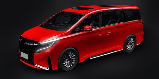 Roter Minivan Familienstadtauto Premium Business Car 3D-Darstellung