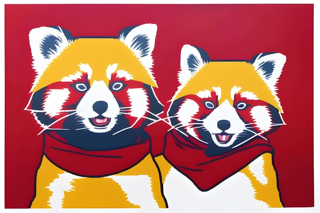 Roter Panda im Popart-Stil