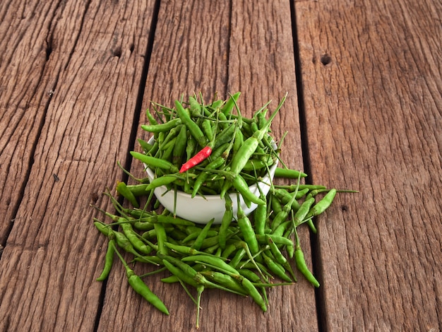 Roter Paprika und grüner Paprika in einer weißen Schüssel