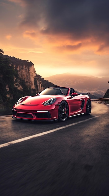 Roter Porsche 718 Spyder RS AI generiert