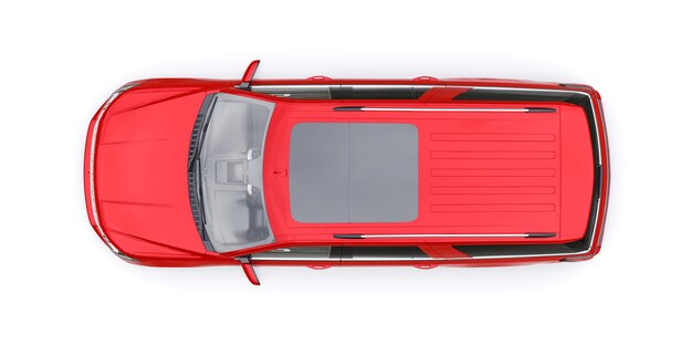 Roter Premium-Familien-SUV isoliert auf weißem Hintergrund. 3D-Rendering
