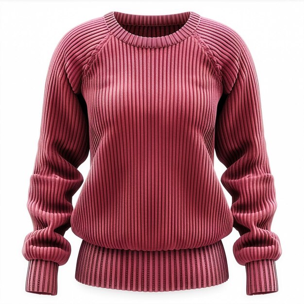 Foto roter pullover auf weißer strickbekleidung für frauen, weibliche winterkleidung, warmer pullover