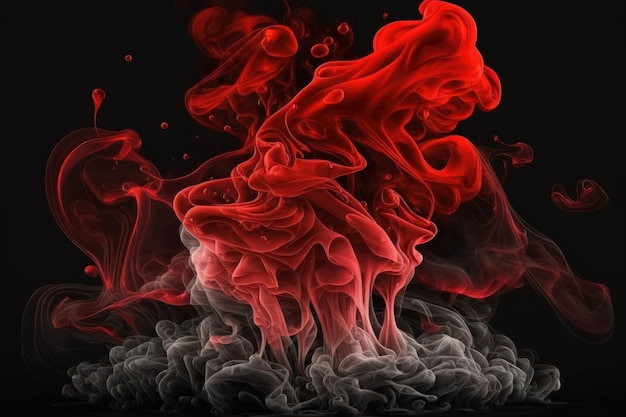 Roter Rauch mit dunklem Hintergrund isoliert