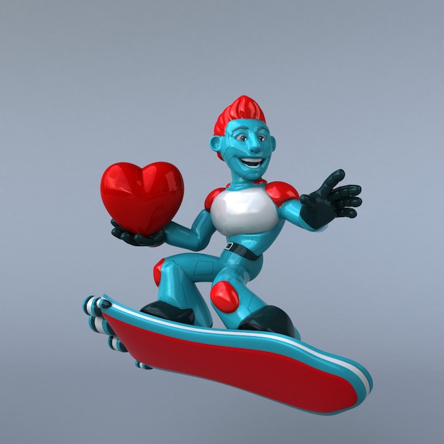 Roter Roboter - 3D-Illustration