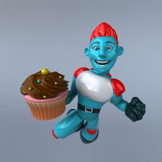 Roter Roboter - 3D-Illustration